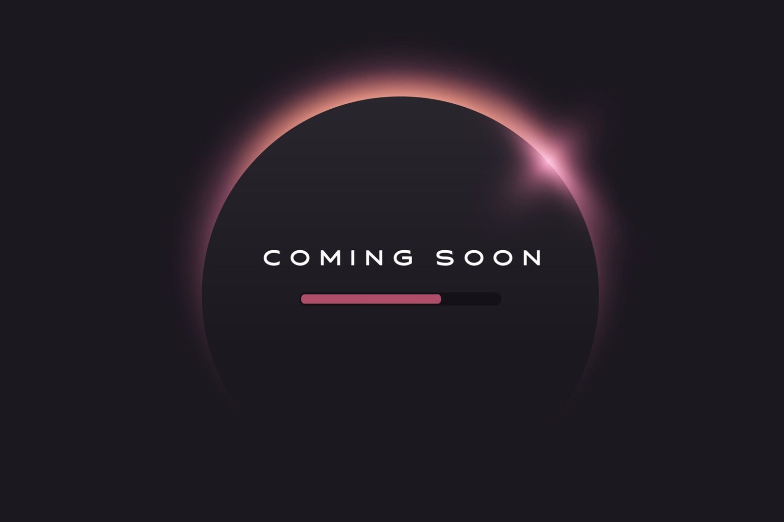 coming soon text on abstract sunrise dark background with motion effect